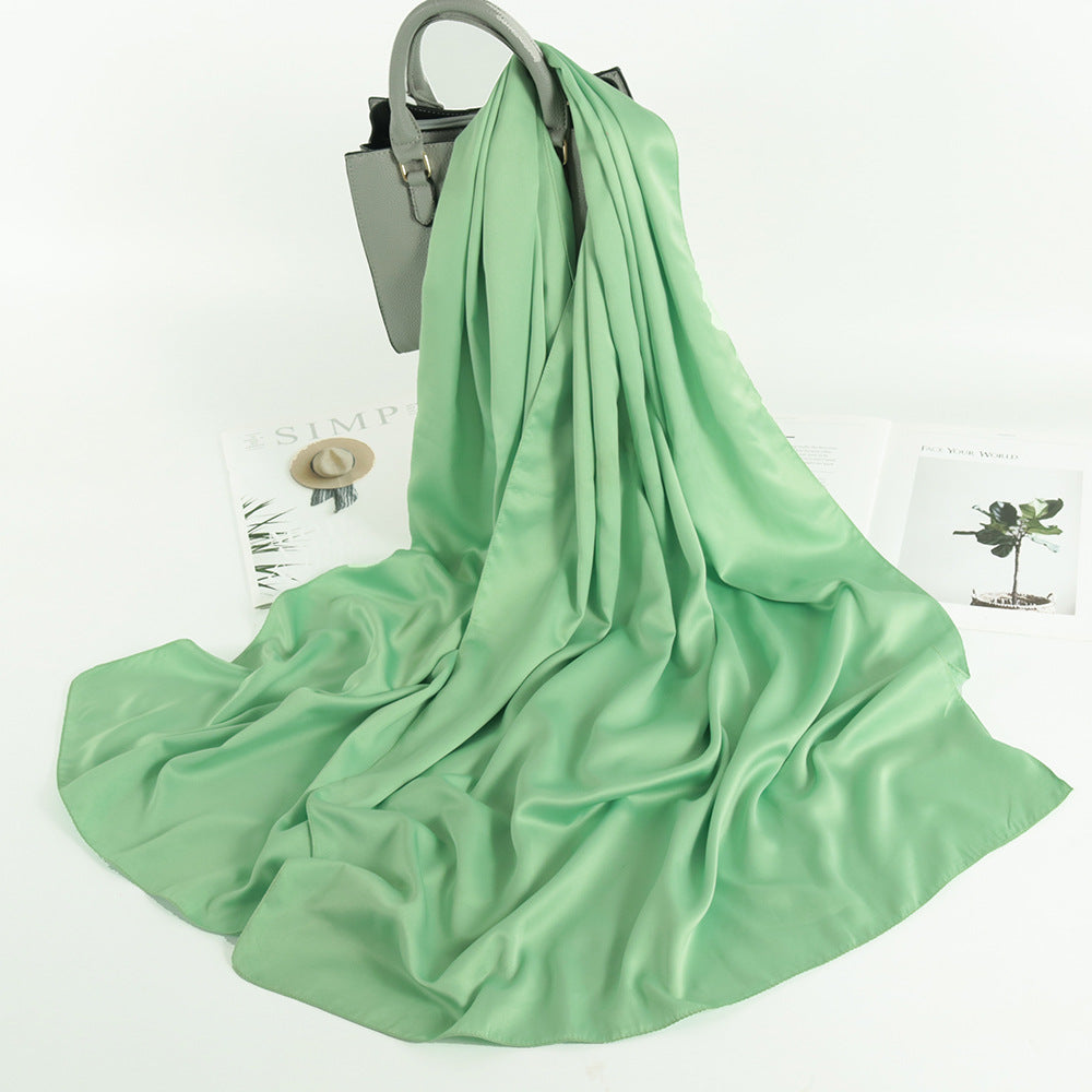 Solid Color Casual Malay Scarf Satin Shawl