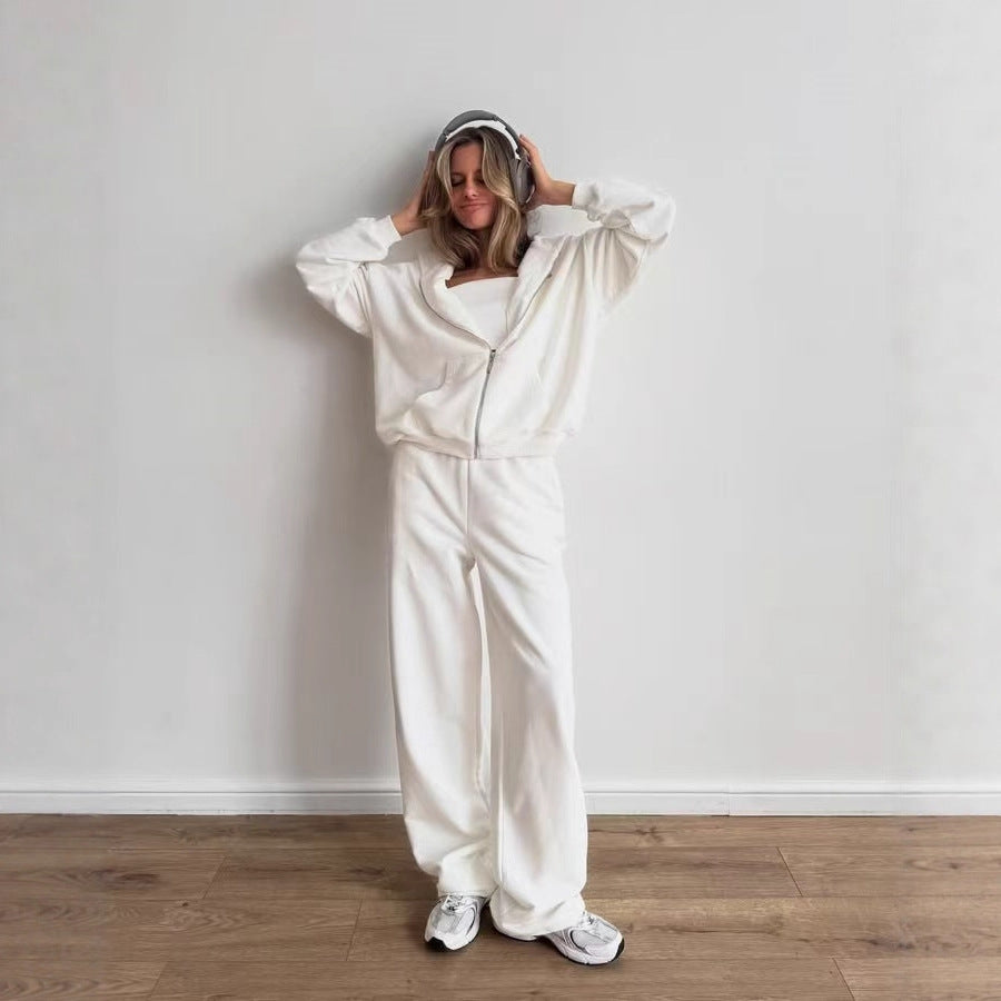 Women's 2-piece Sweatshirt With Wide-leg Sweatpants