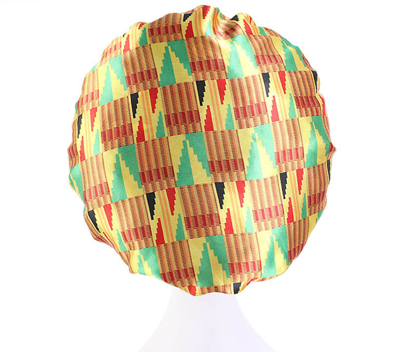 Printed Satin Round Wide Brim Stretch Nightcap
