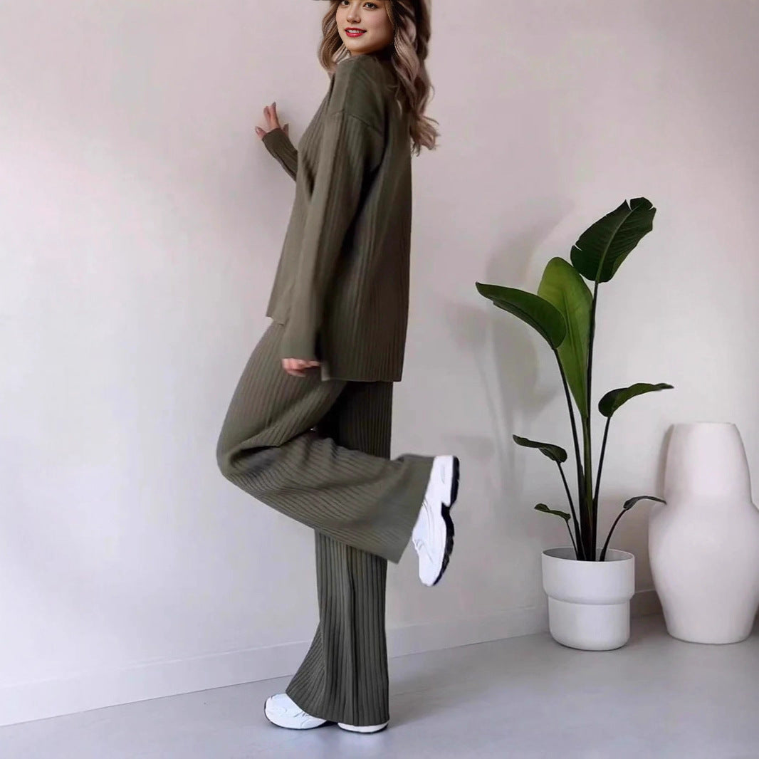 Stylish Minimalist Relaxed Fit Womens Long Sleeve Set
