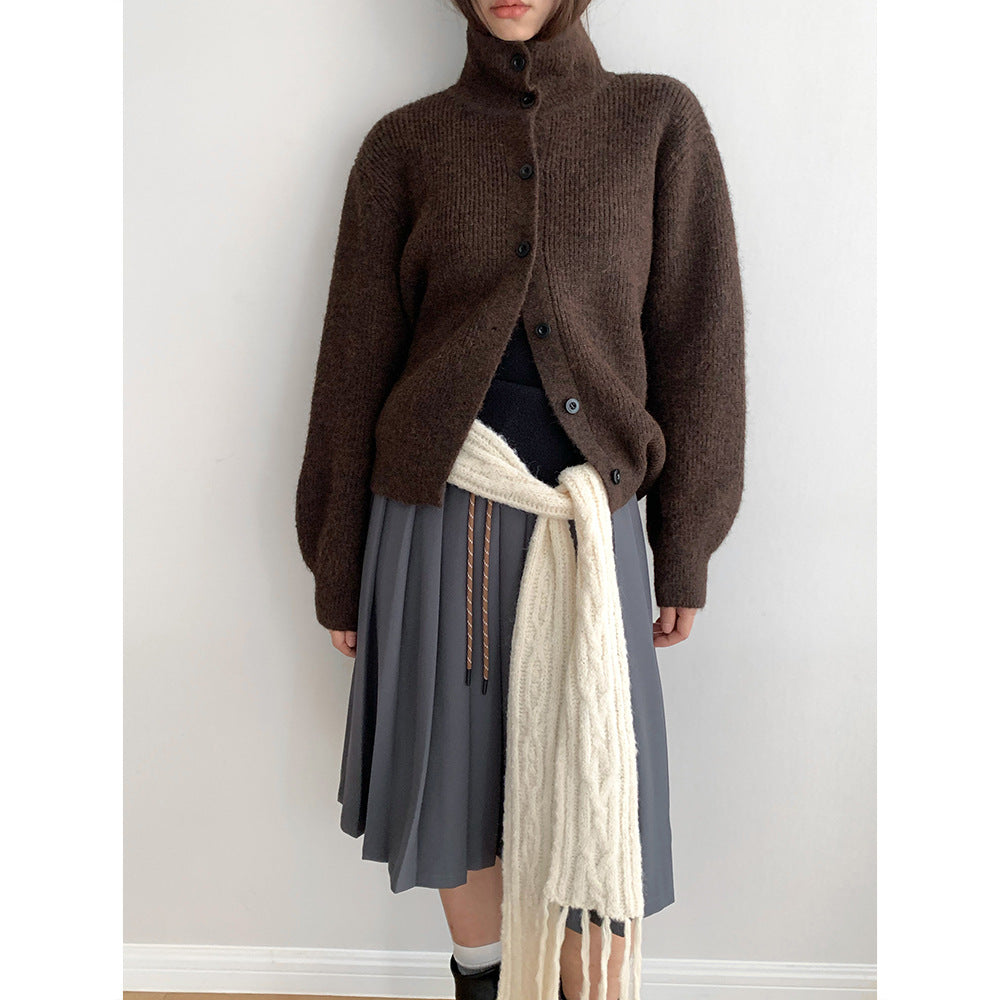 Winter Maillard Soft And Cozy Turtleneck Knit Sweater Coat