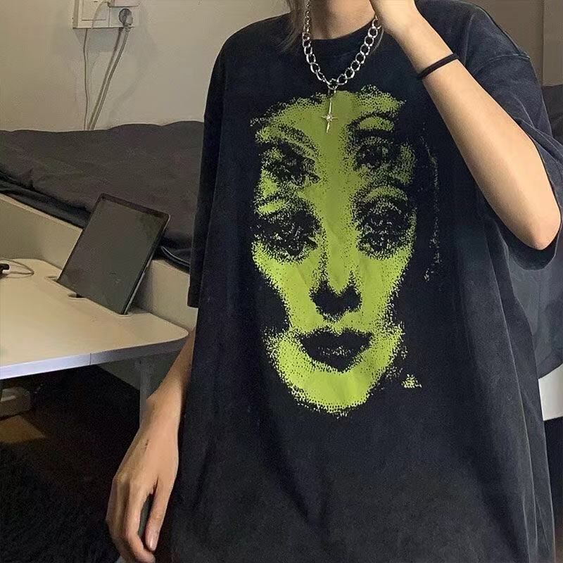 Black Short Sleeve T-shirt Girl's Cotton Top