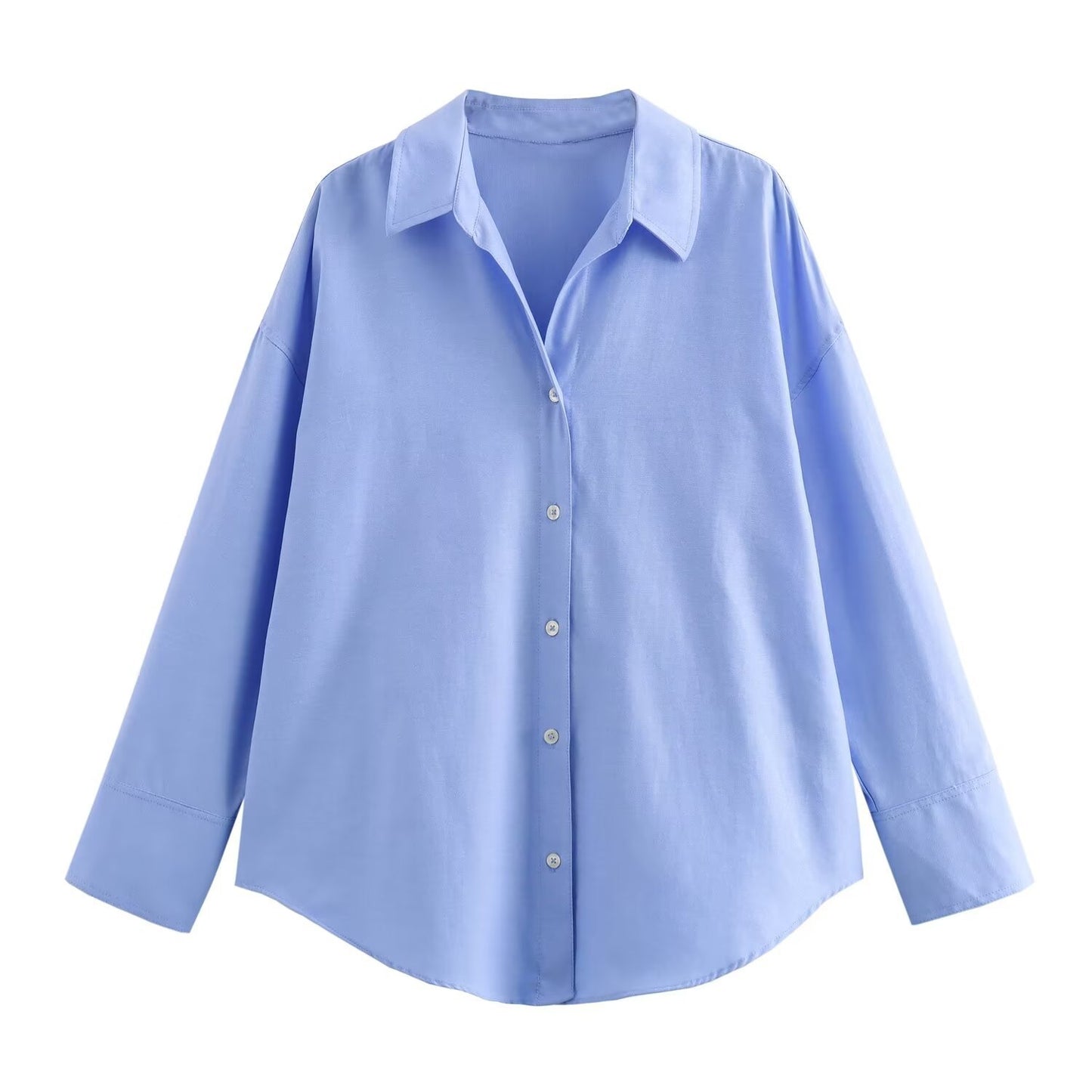 Women's Lapel Collar Multi-Color Long-Sleeve Single-Breasted Shirt