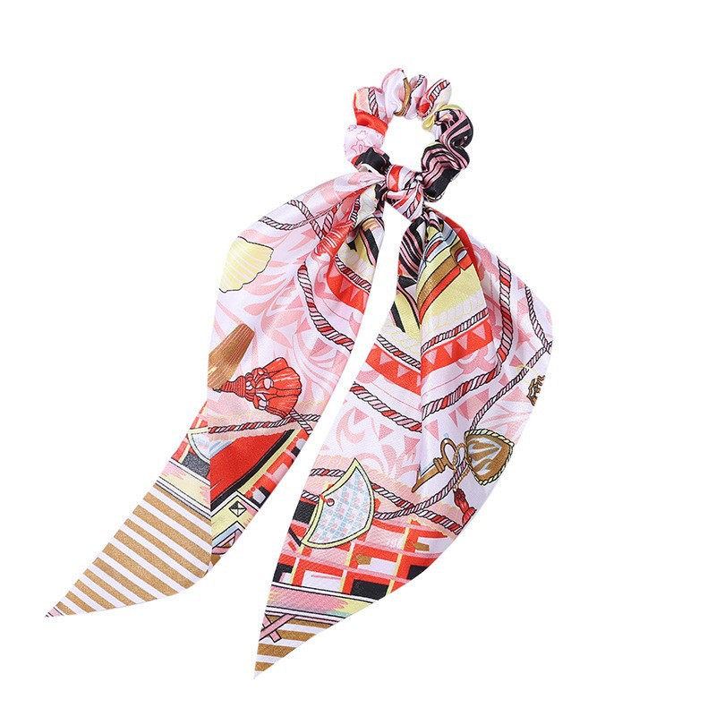 Fashion Long Streamer Printed Fabric Tie Hair Accessory For Ponytail Tie-up Hair Top Cuft