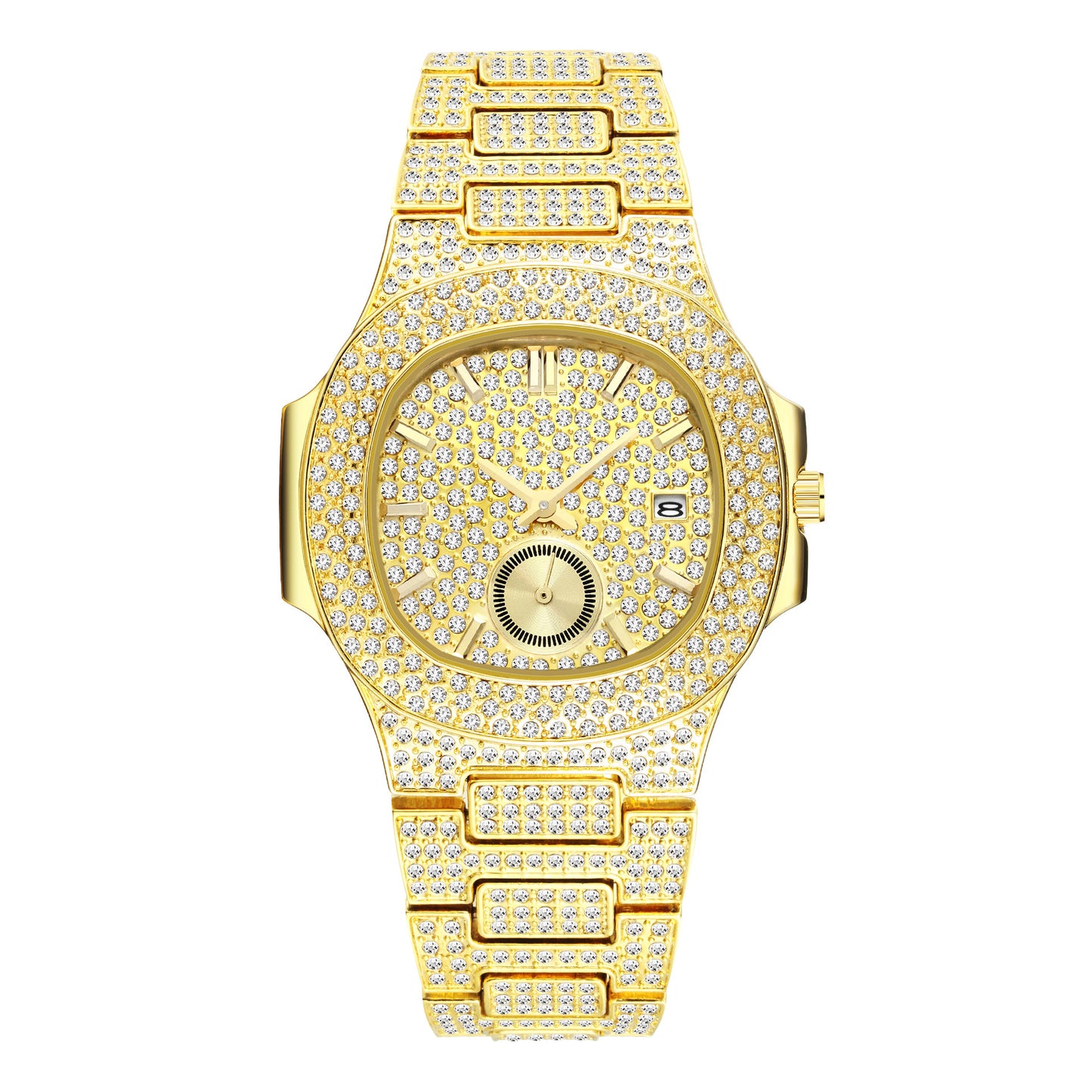 Hip Hop fuld diamant urskive high-end guld fuld diamant herre quartz ur
