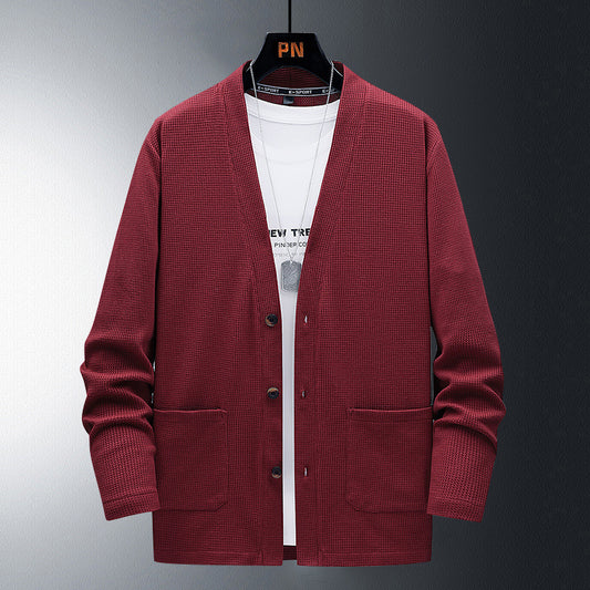 Solid Color V-neck Cardigan Is Versatile And Loose