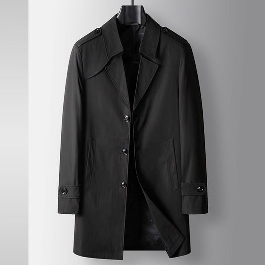 Mid-length Lapel Single Breasted Medium Youth Young Luxury Business Casual Trench Coat