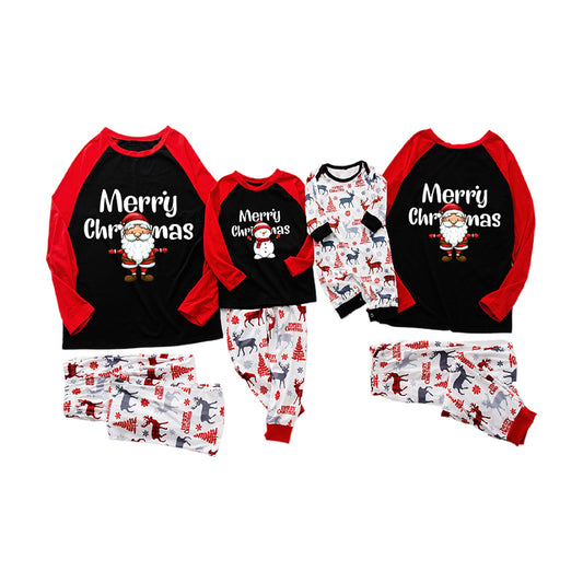 Santa Claus Print Parent-child Home Service Suit