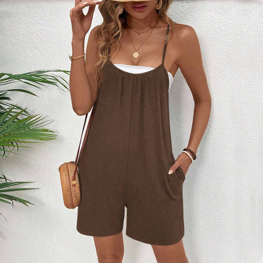 Ensfarvede playsuits til kvinder