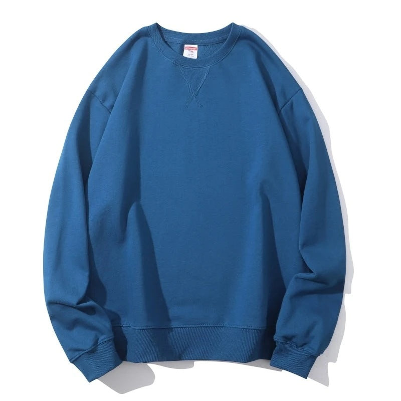 Herresweater med rund hals i kraftig bomuld Terry, omvendt trekant
