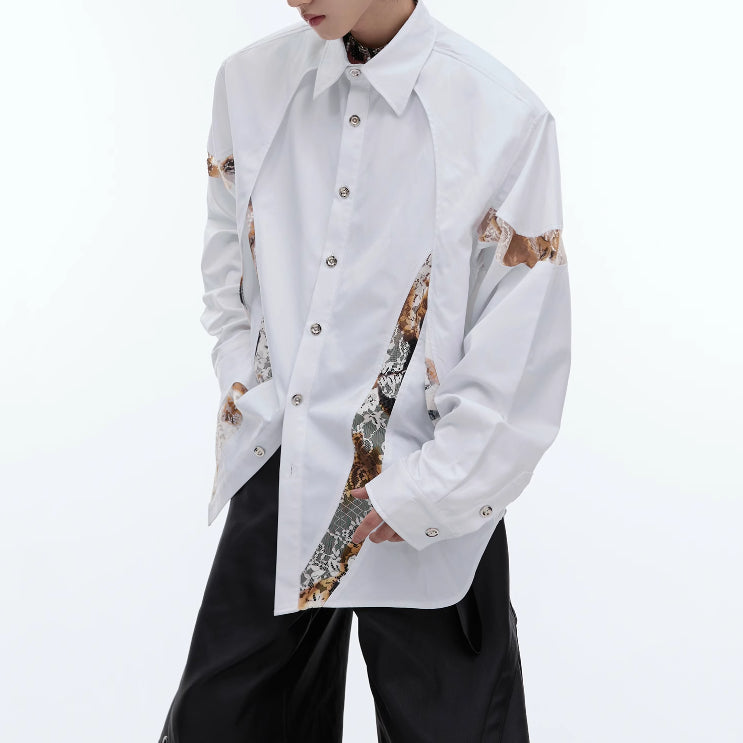 Niche Flame Burning Stitching Design Long Sleeve