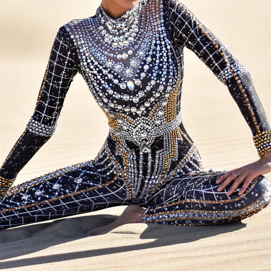 Women's Fashion Casual Simple Rhinestone Jumpsuit