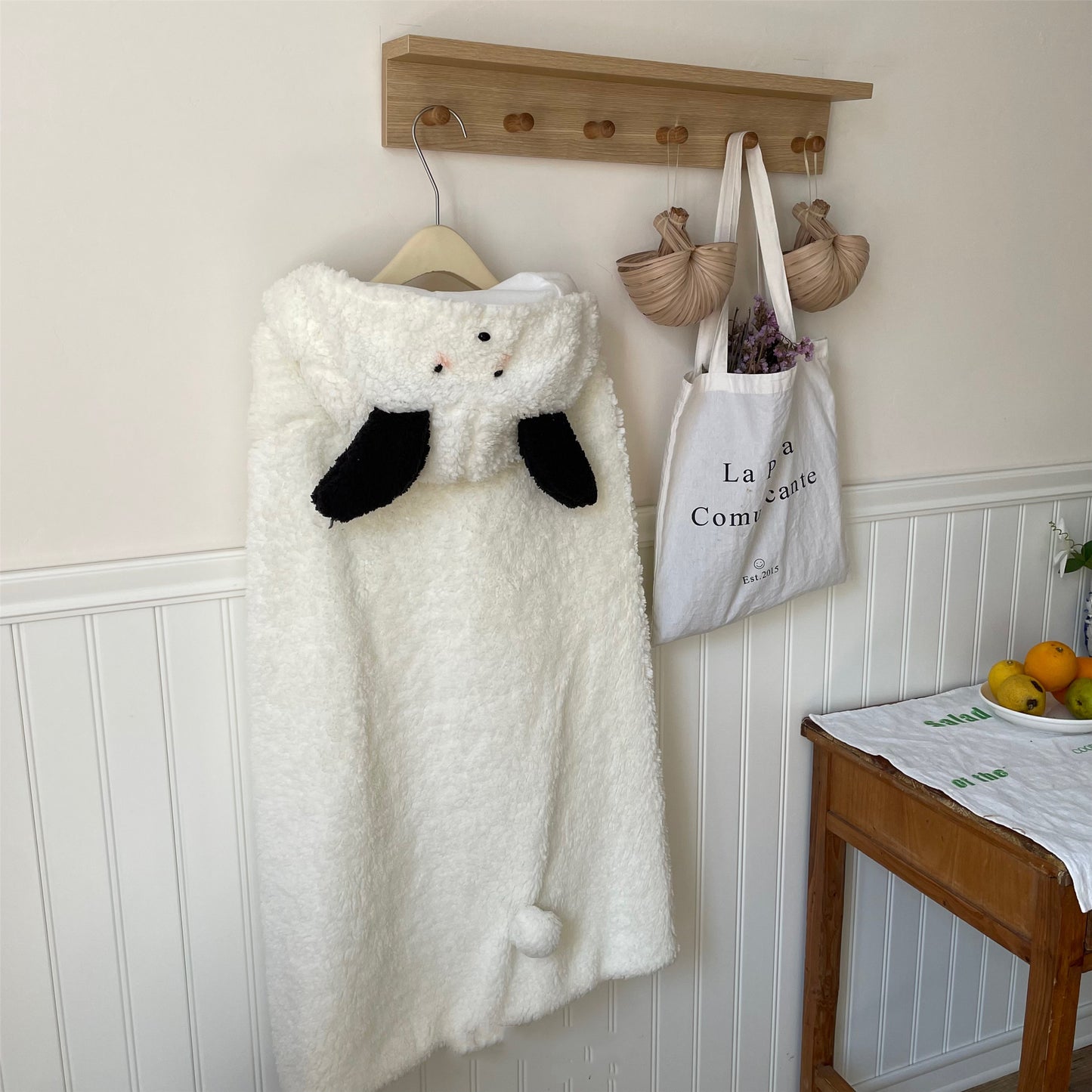 Cartoon Bear Plush Thick Warm Shawl