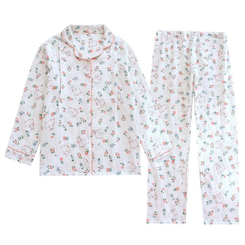 Pure Cotton Soft Breastfeeding Spring Crepe Can Be Worn Outside Sweat-absorbent Comfortable Long Sleeve Trousers