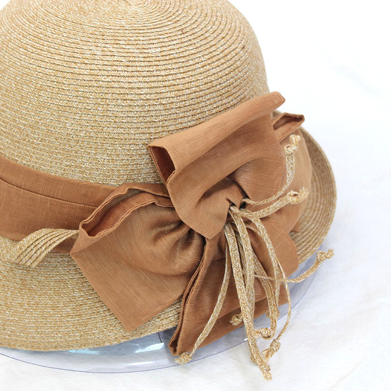 Flowers Curled Brim Basin Straw Hat