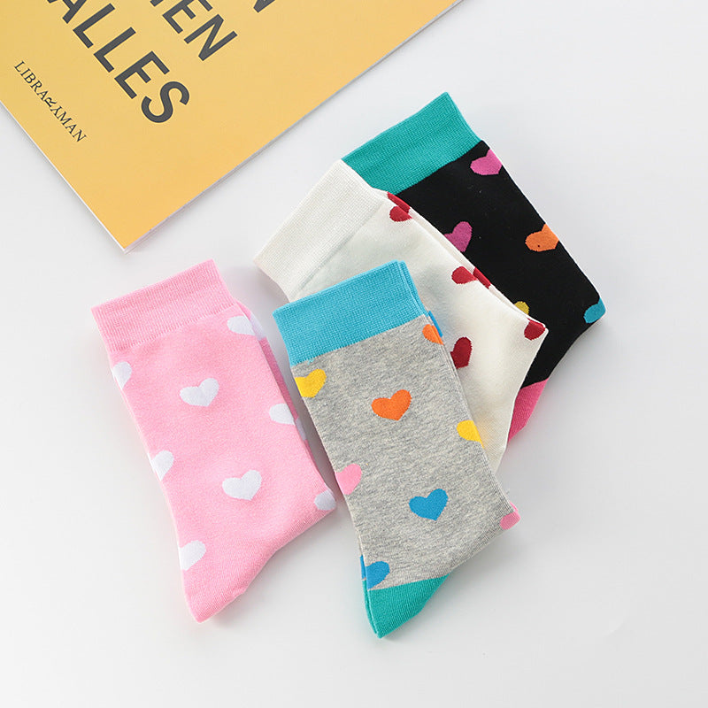 Women's Autumn And Winter Colorful Love Long Socks