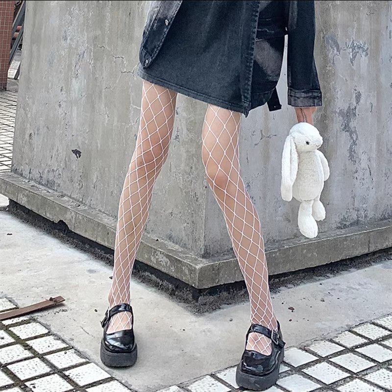 Black And White Fishnet Stockings Hollow Harajuku Hot Girl Sweet And Cool