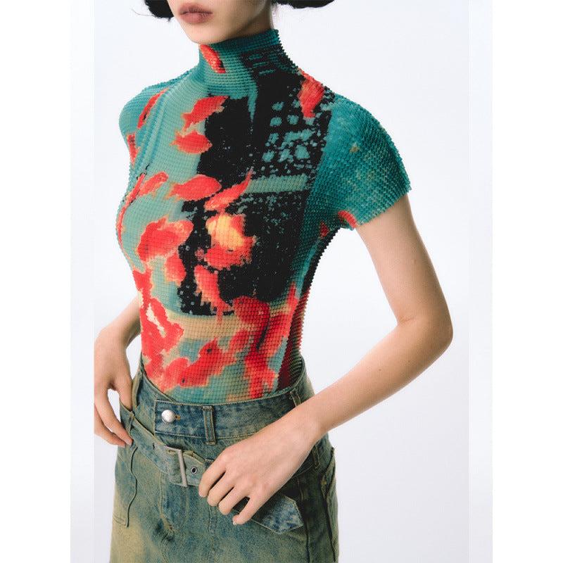 Pleated Goldfish Stretch Sweater Summer Dopamine New
