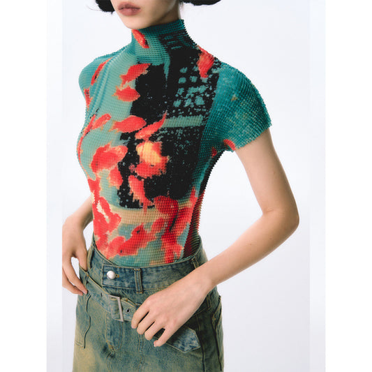 Pleated Goldfish Stretch Sweater Summer Dopamine New