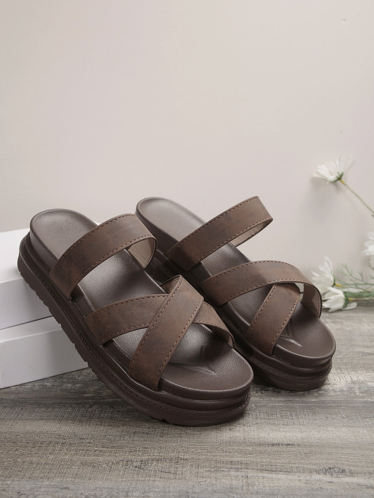 Platform Slippers Women's Cross Sandals