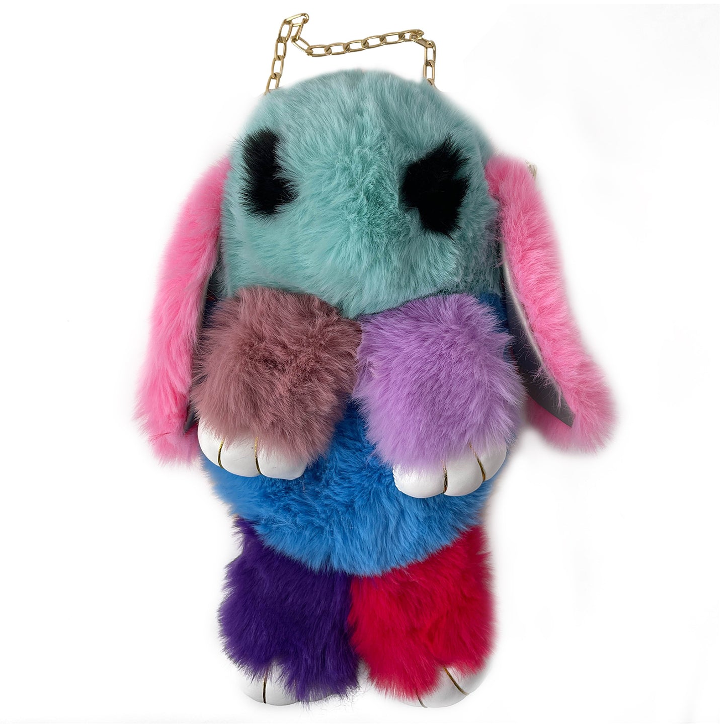 Plush Bag New Cute Contrast Color Jonstew Chain Backpack Girls' Shoulder Crossbody Fur Bag
