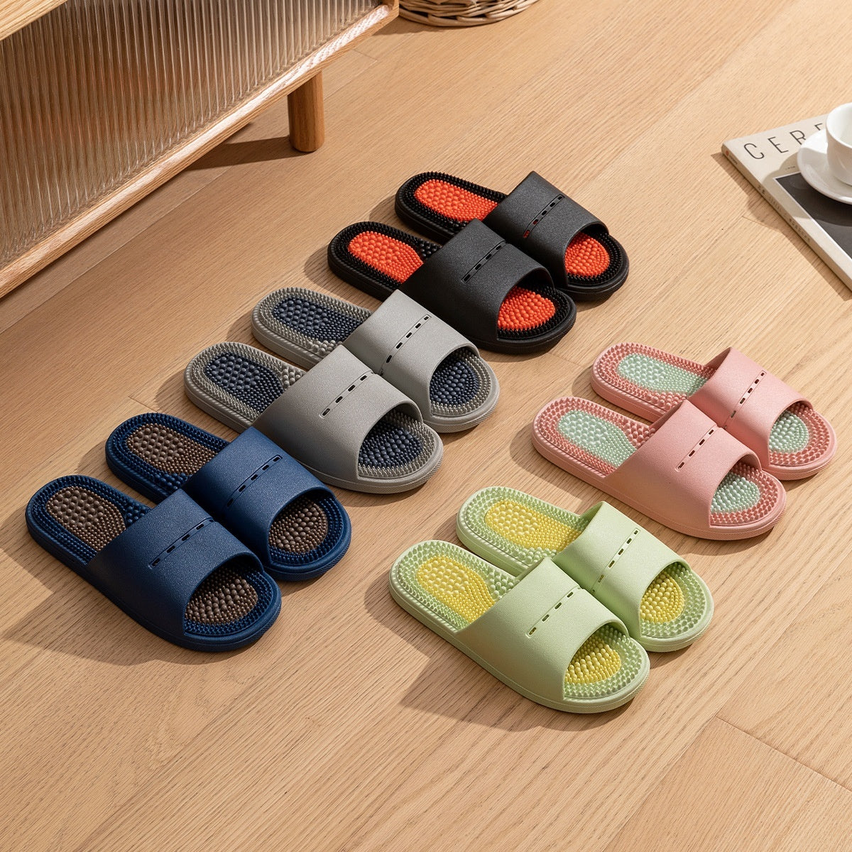 Massage Slippers For Men Summer Indoor Home And Bathroom Use Foot Acupressure Slippers With Non-slip Soles For Men