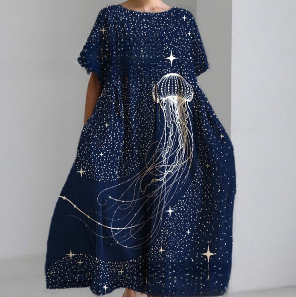 Springsummer Stylish Loose-fitting Casual Short-sleeve Dress