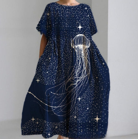 Springsummer Stylish Loose-fitting Casual Short-sleeve Dress