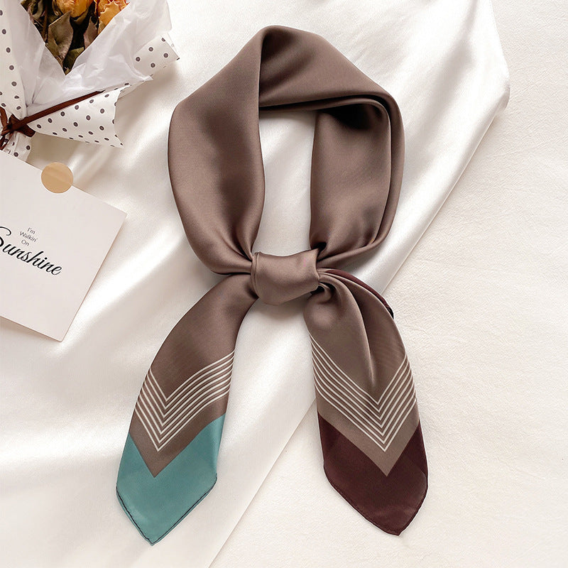 Decorative Small Square Scarf Women's Dual-use Solid Color Clavicle Headband