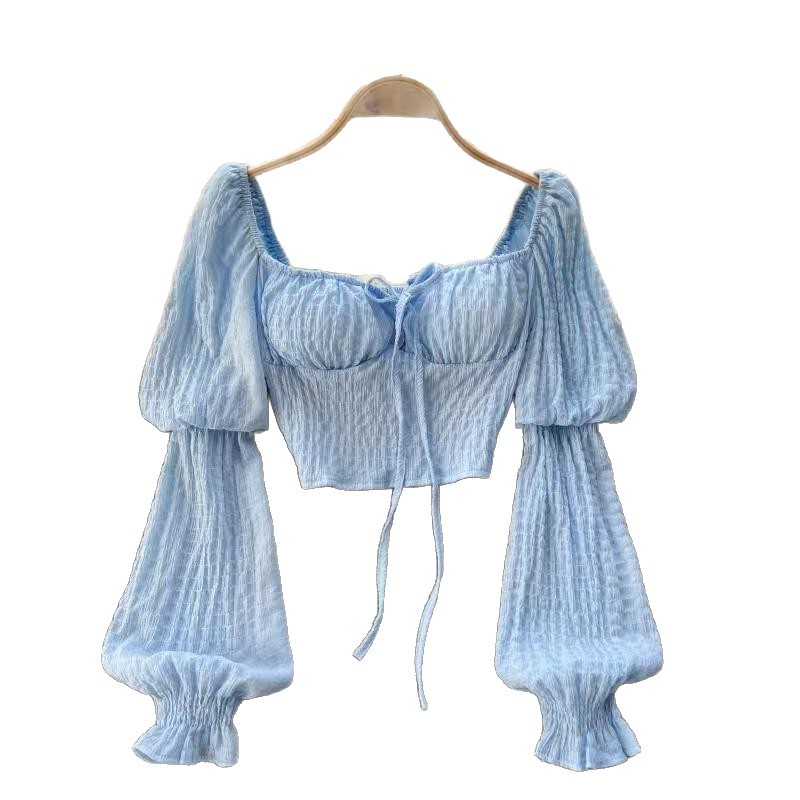 Bow-tie-cinched Figure-hugging Long-sleeve Top