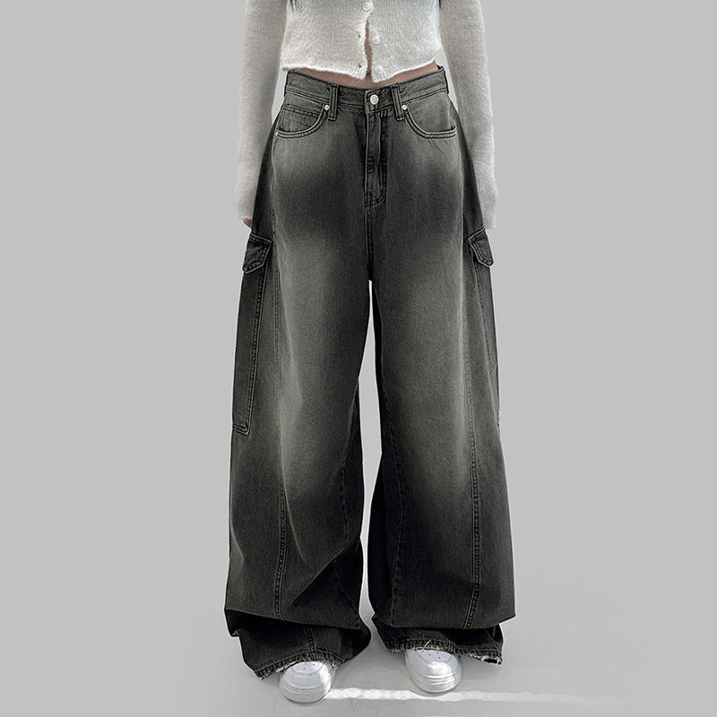 European And American Slimming High Waist Wide Legs Jeans For Women