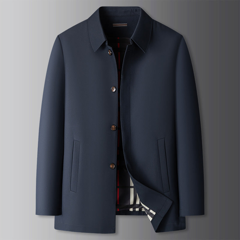 Business-casual Trench Coat For Men In Plus Sizes Executive Outerwear