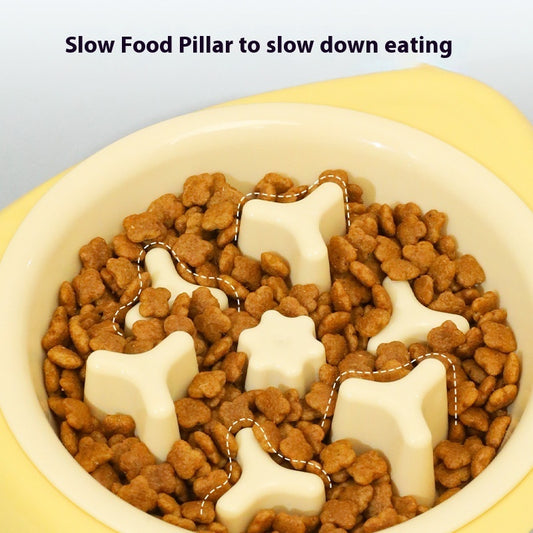 Cat Bowl Large And Small Eyes Slow Food Stainless Steel Two-in-one Pet Bowl