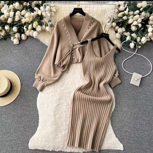 Women's Two-Piece Set V-Neck Slip Dress