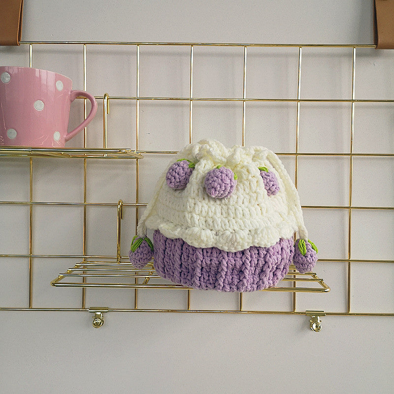 Strawberry Cake Woven Bucket Bag