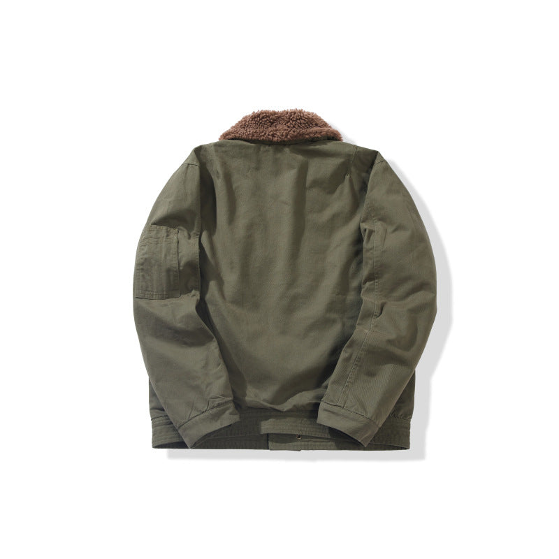 High Cashmere Fur Collar Wool Flight Jacket