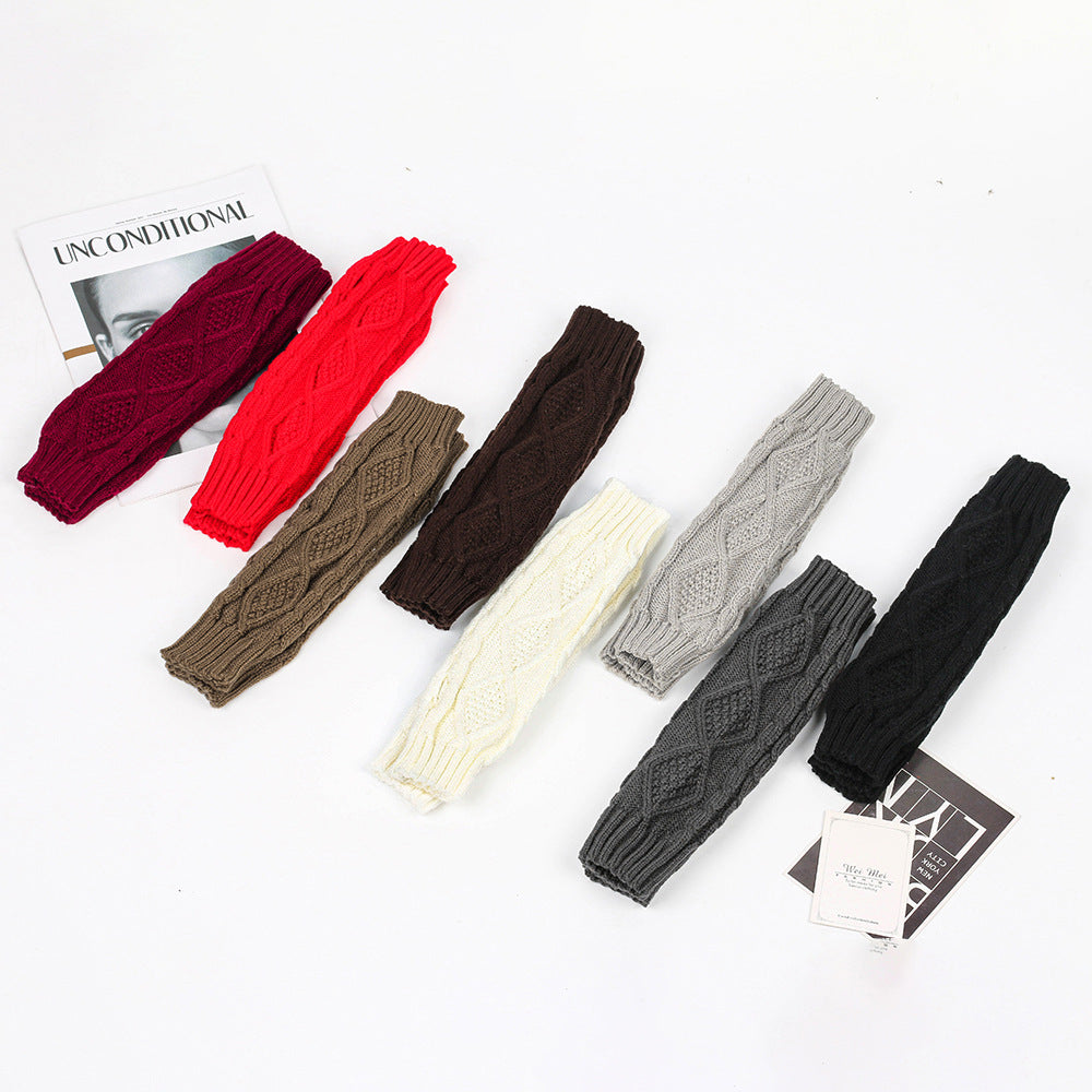 Diamond Knit Half Finger Bracers Extended Fingerless Arm Cover