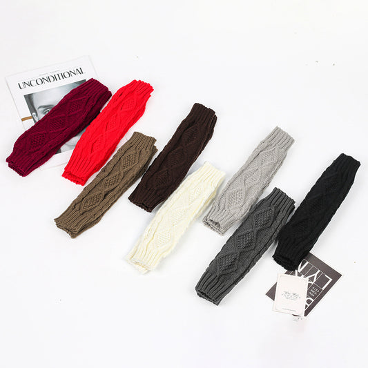 Diamond Knit Half Finger Bracers Extended Fingerless Arm Cover
