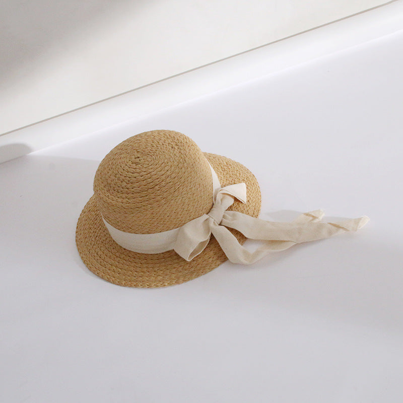 Women's Straw Hat Sunshade And Sunscreen With Ribbon Bow
