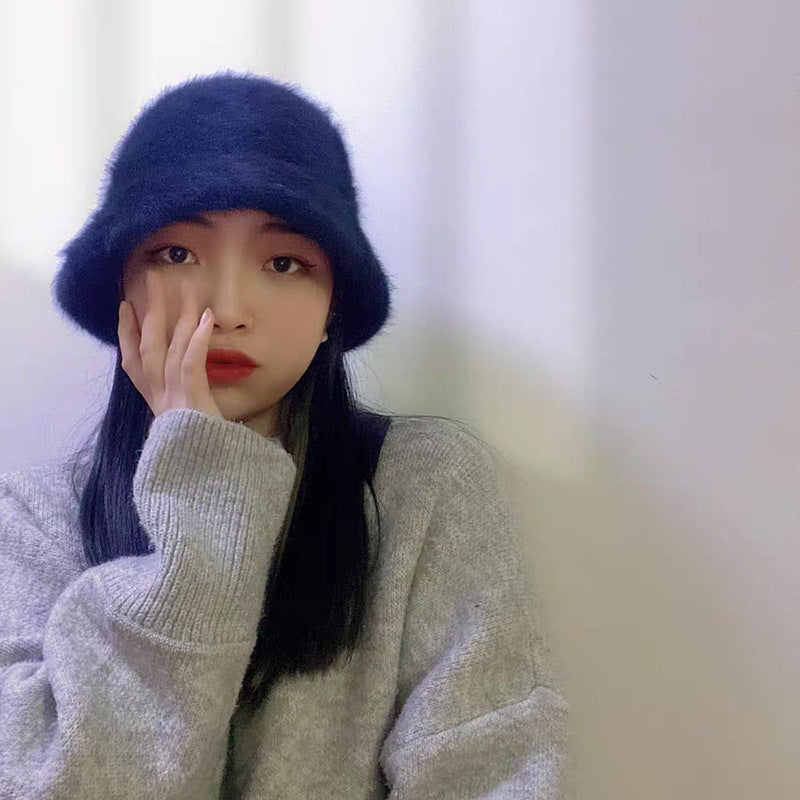Rabbit Fur Sweet Plush Warm Bucket Hat