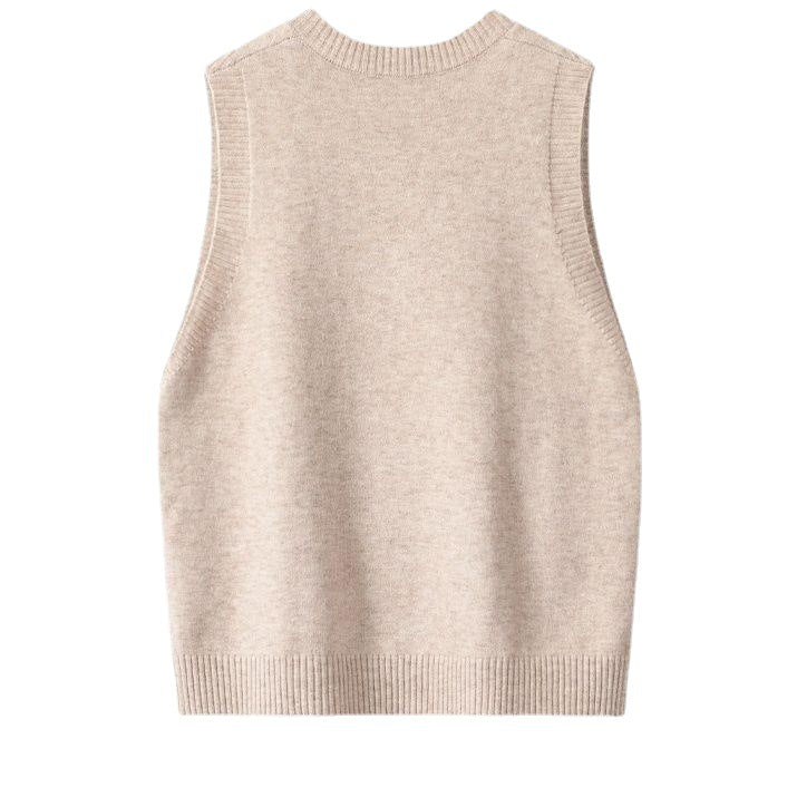 European And American Retro V-neck Knitted Vest Women's Spring Autumn Outerwear