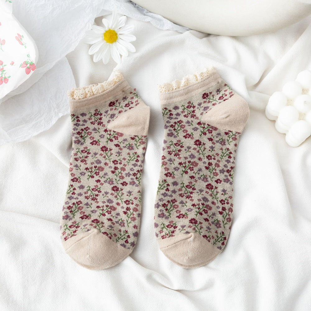 Broken Flower Summer Vintage Female Socks