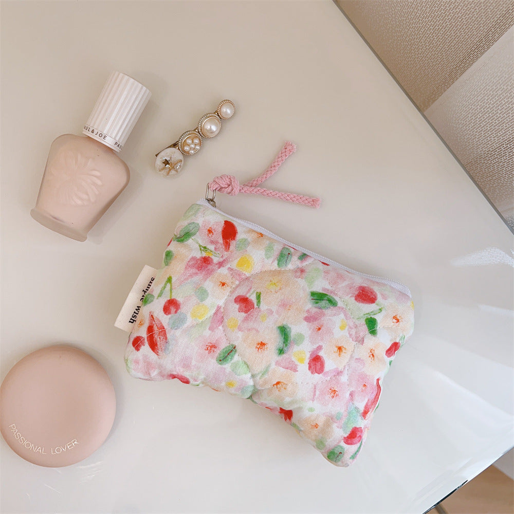 Cloth Bag Earphone Lipstick Tampon Storage Bag Card Bag Quilted Thick