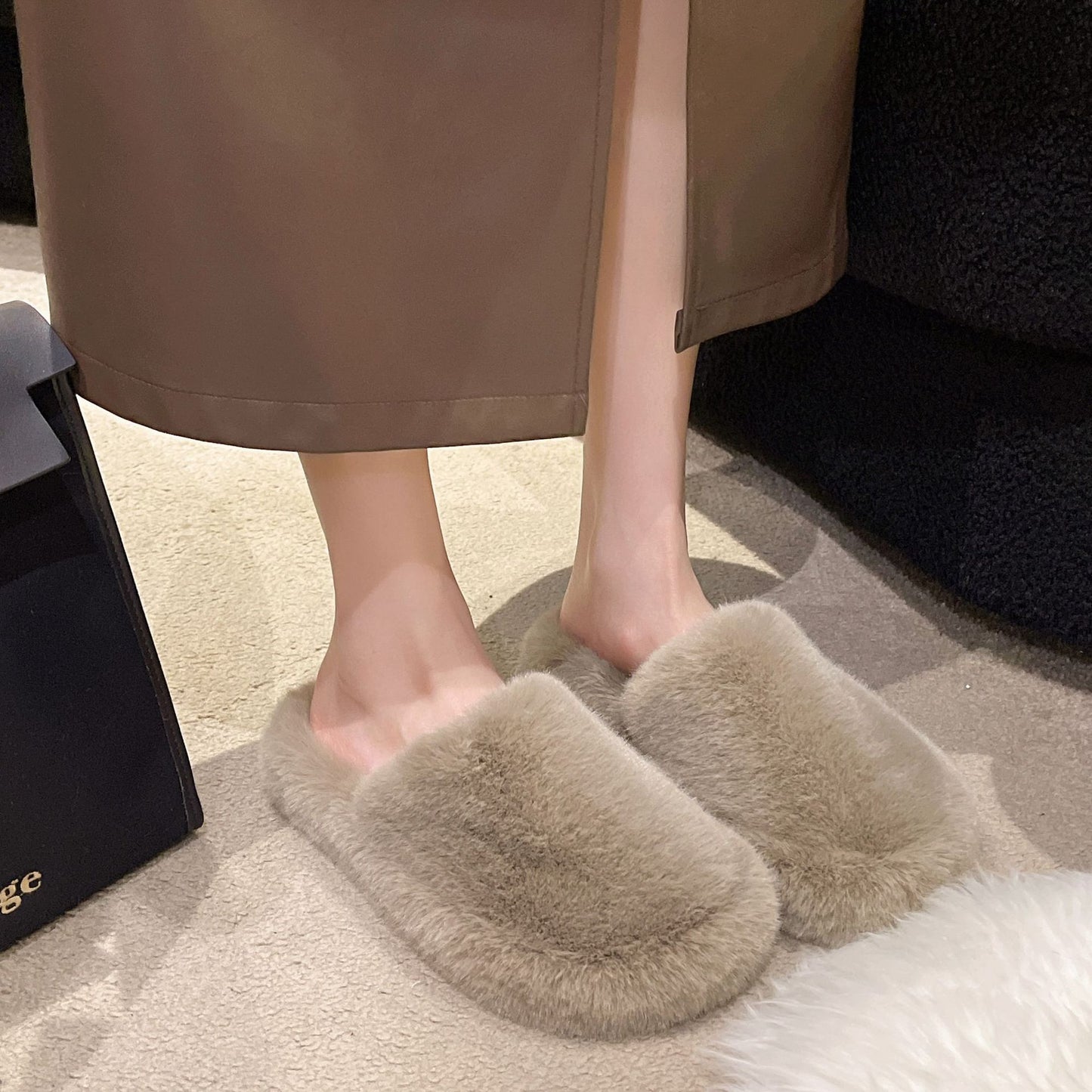 Women's Fashion All-matching Fluffy Slippers