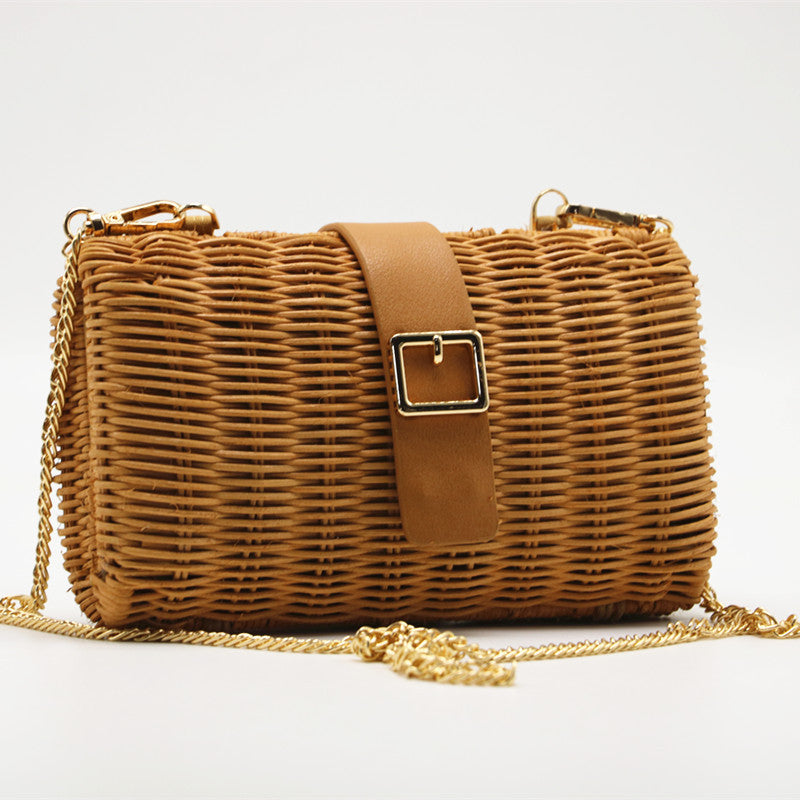 New Rattan Straw Woven Bag Green Camel Woven Female Bag