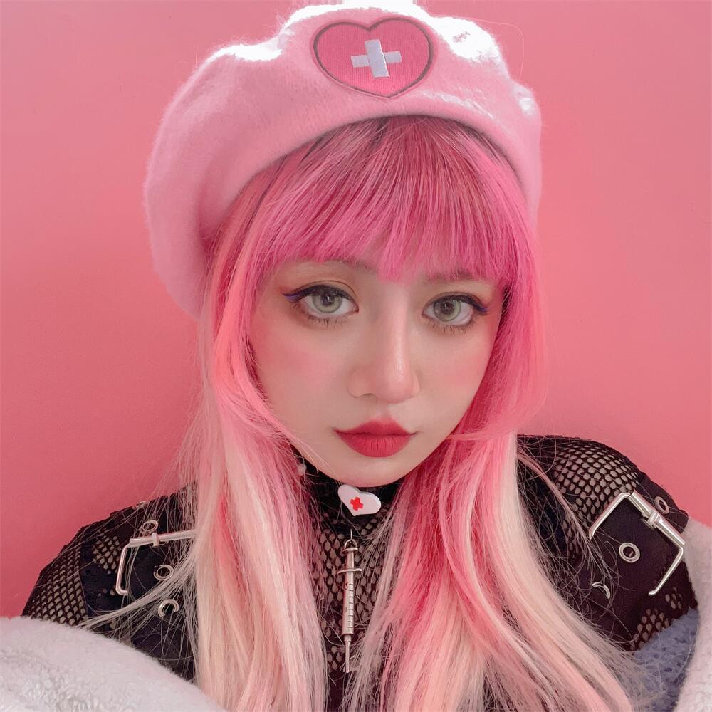 Love Cross Embroidery Beret Soft Girl