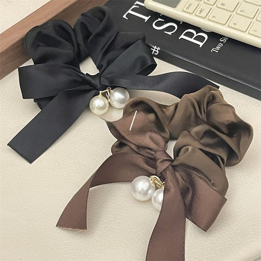 Pearl Bow Large Intestine Hair Ring High Sense