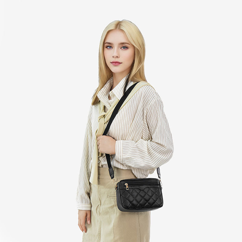 Ladies' Single-shoulder Embroidered Side-pull Crossbody Small Square Bag Casual