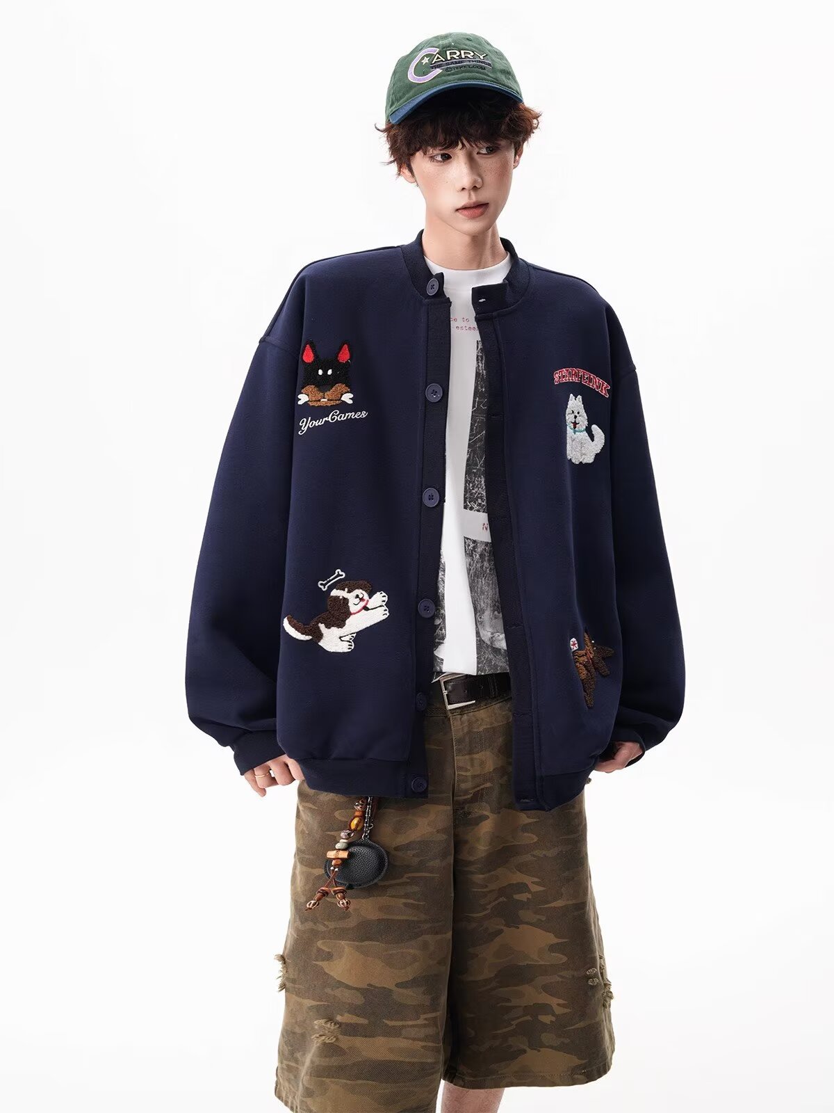 Men's Loose Casual Crew-Neck Couple Jacket Top