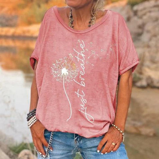 Loose Fashion V-neck Cartoon Digital Printed T-shirt